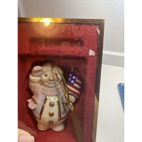 LENOX "Patriotic Snowman" 2003 Porcelain Christmas Ornament With Package - Picture 3 of 11